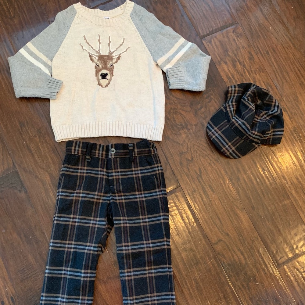 Janie and Jack reindeer holiday set sz 4t
